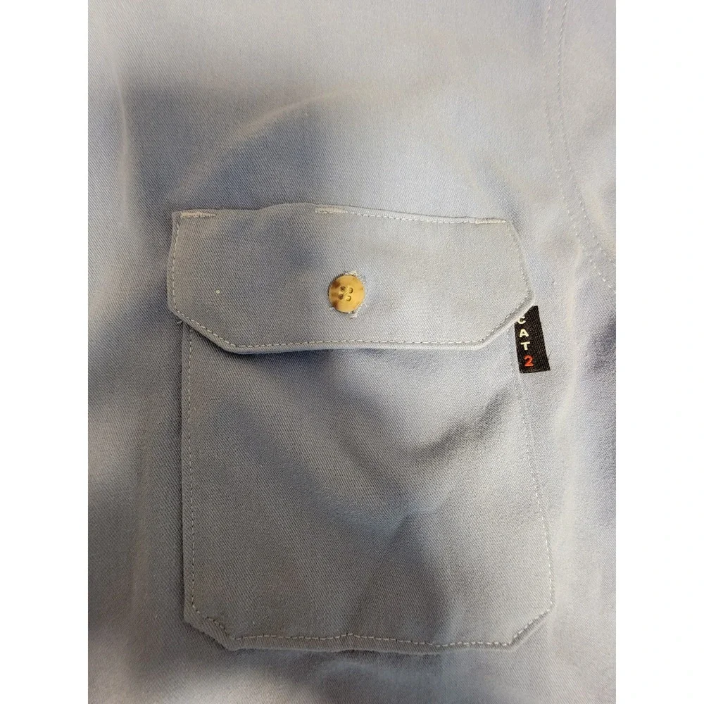 DriFire FR Work Shirt Mens XL Blue Flame Resistant CAT 2 Long Sleeve Button Down - Picture 4 of 7